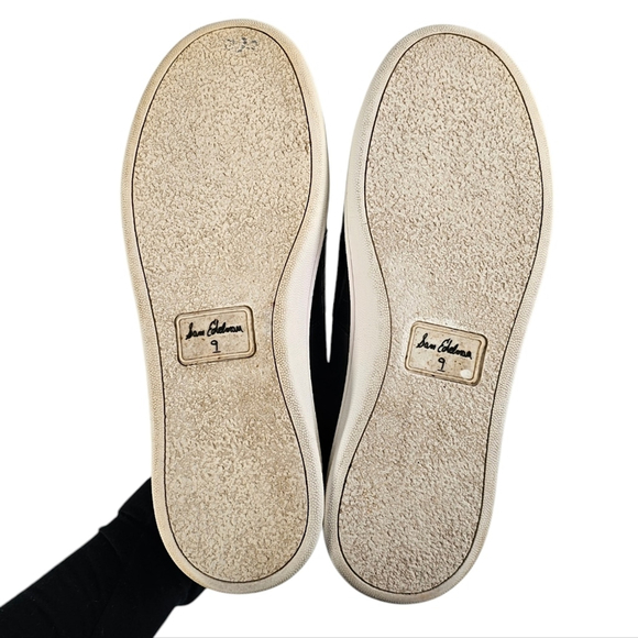 Sam Edelman Black Leather Marquette Sneakers Shoes Size 9 - Picture 9 of 15